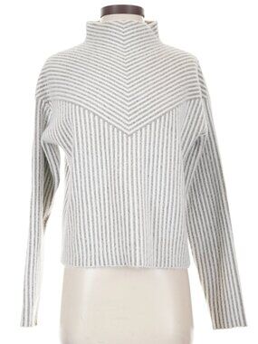 NWT Tahari Gray and Cream Striped Cowl Neck Sweater Size M